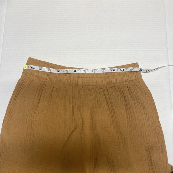Women's Wishlist Camel Pull On Crop Muslin Wide Leg Cotton Pants Size Small - Picture 9 of 12